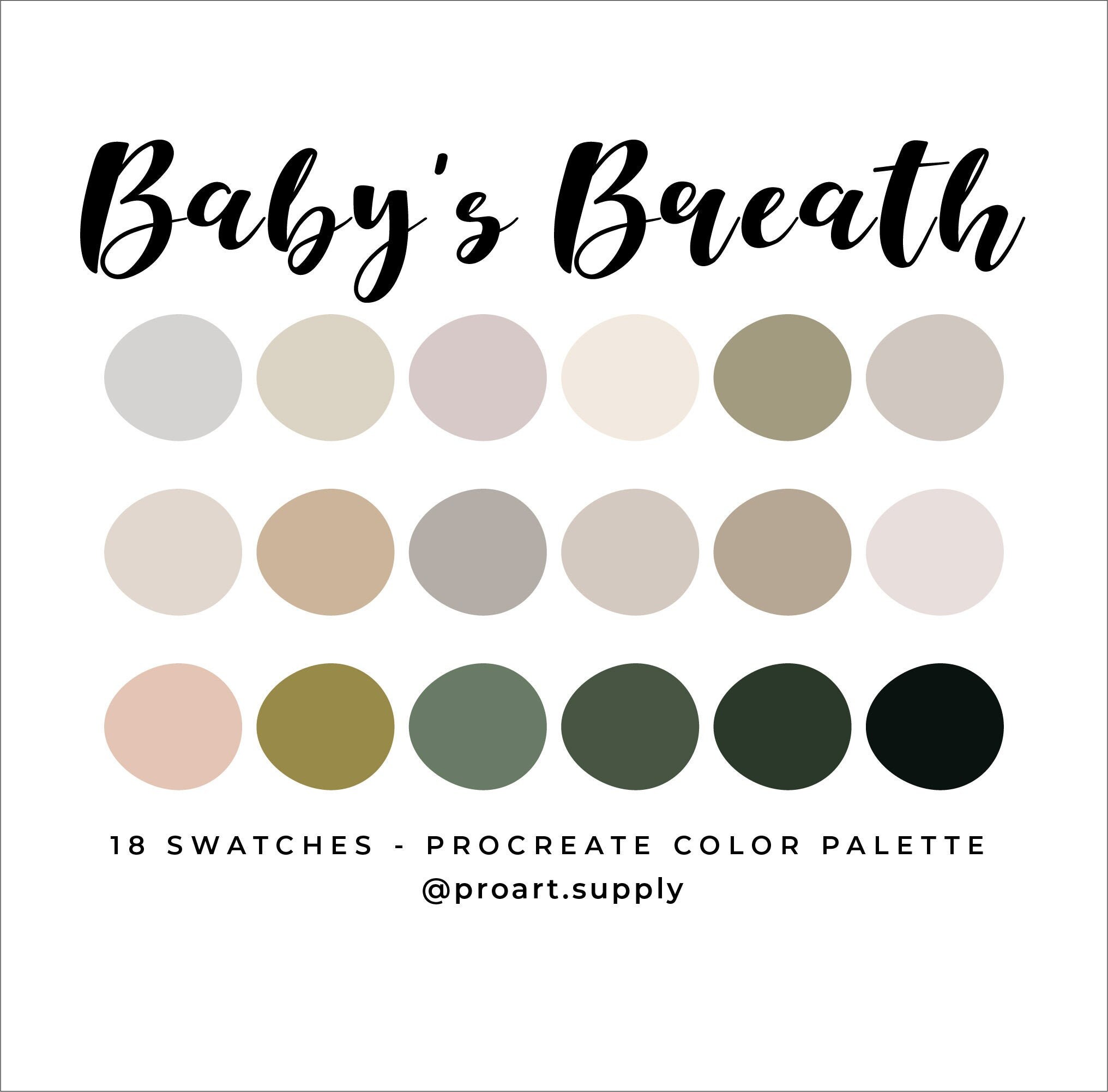 BABY'S BREATH PROCREATE Color Palette Gray Brown Tan Etsy