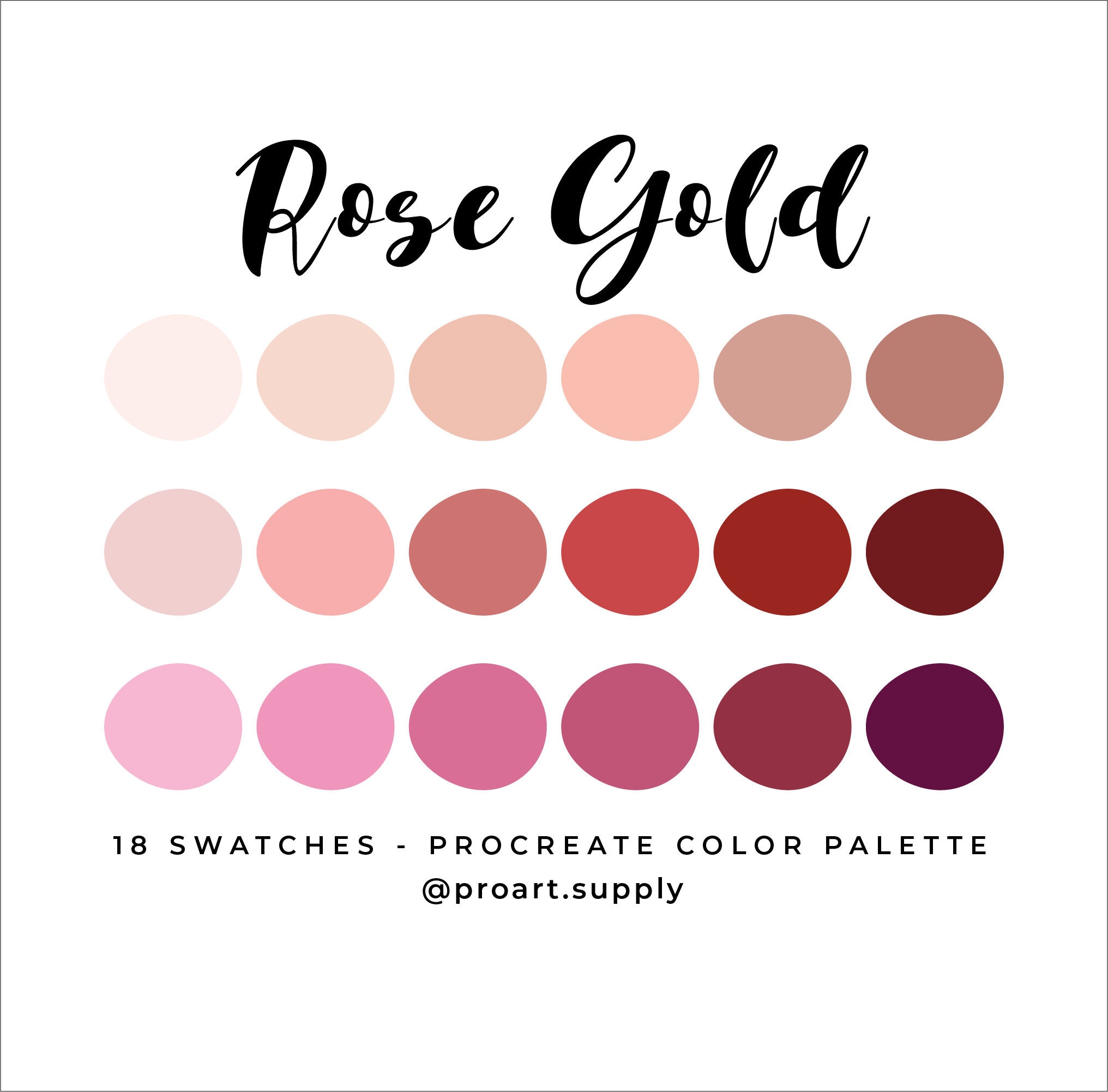 ROSE GOLD PROCREATE Color Palette Hex Codes Pink Red Purple for iPad  Digital Illustration Swatches - Etsy