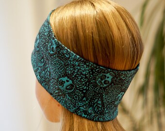 Stirnband Mädchen und Teenager Paisley und Ornament – leichtes Sommer-Haarband aus Baumwolljersey, Traumfänger, türkis