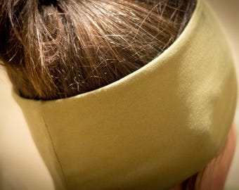 Stirnband Damen uni mit Fleece gefüttert – schlichter Winter-Ohrenwärmer aus Baumwolljersey, oliv, braun, taubenblau, meliert