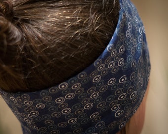 Stirnband Damen Punkte und Kringel aus Baumwoll-Rippjersey – elastisches Haarband & Sportband, blau, grün, beere