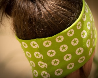 Stirnband Damen Punkte und Sterne mit Fleece gefüttert – warmer Winter-Ohrenwärmer aus Baumwolljersey, Streifen, grün, beere