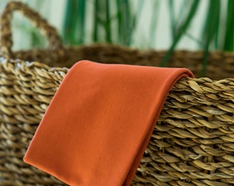 Stirnband Damen uni aus Baumwoll-Rippjersey – breites elastisches Haarband, ganzjährig – rostorange, senfgrün meliert