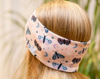 Kinder Stirnband Tiere aus Baumwoll-Rippjersey – Ohrenwärmer für Mädchen und Jungen, Kaktus, Schmetterlinge, Bärchen