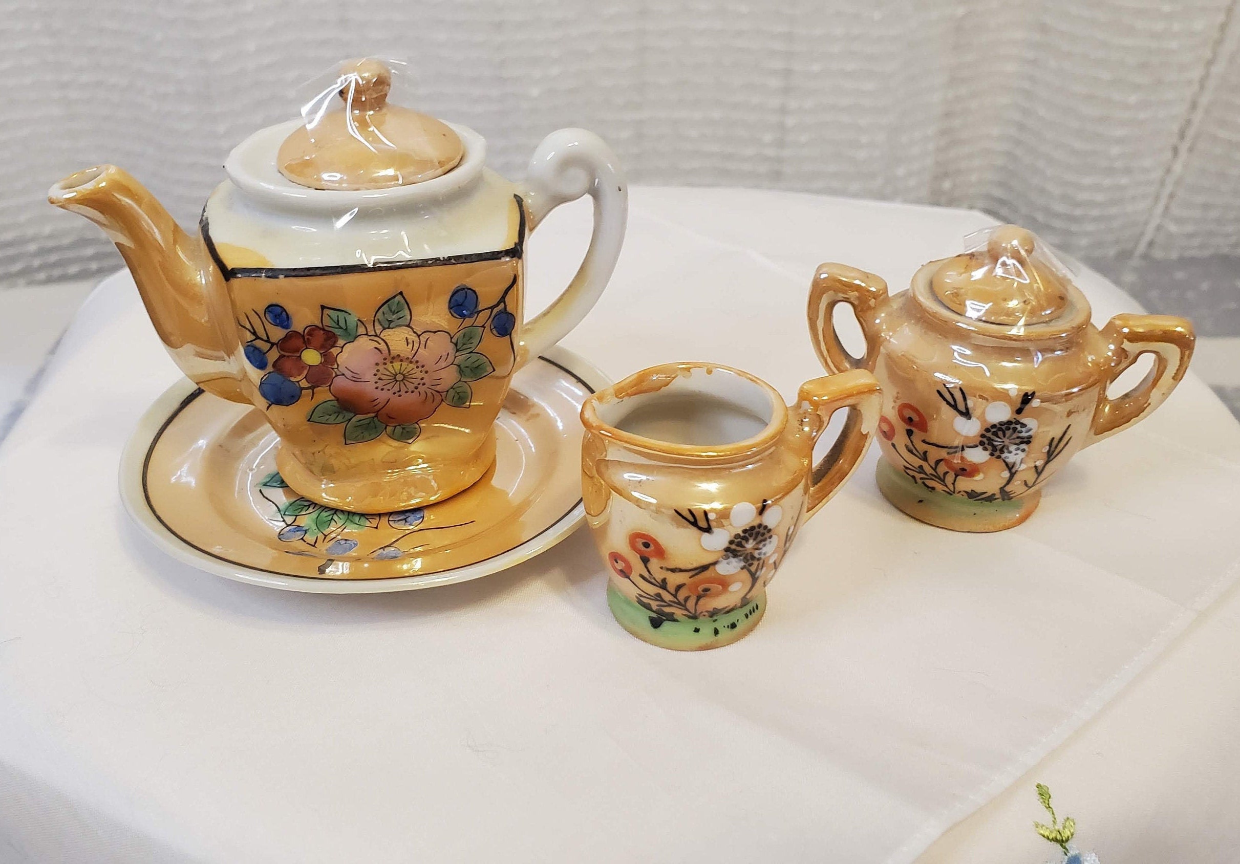 Miniature Tea Set Made in Japan 1990's 4 piece Vintage Etsy