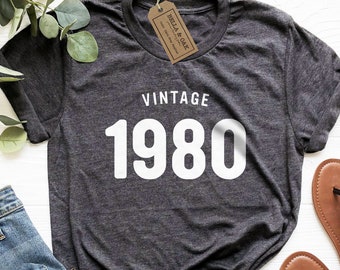 Vintage 1980 Shirt, Retro Shirt, 41st Birthday Shirt, Original 1980, 40th Birthday Gift, 1980 Shirt, Funny 41st Shirt, for Women, For Men