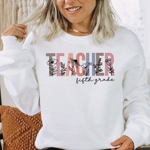 5th Grade Teacher, Boho floral Sweatshirt, Fifth Grade teacher crewneck, Matching 5th Grade, 5th Grade Teacher Gift, Fifth Grade for her
