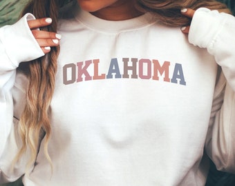 Oklahoma Sweatshirt, Oklahoma Sweater, Cute Oklahoma Shirt, State of Oklahoma, Vintage Retro Oklahoma Hoodie, Oklahoma Gift (spring colors)