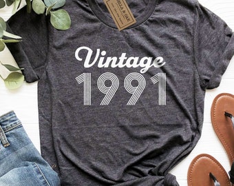 Vintage 1991 Shirt, 30th Birthday Shirt, Since 1991, 30th Birthday Gift, 1991 T-Shirt, Born in 1991, Turning 30 Gift, For Men For Women,plus