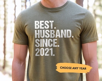 2nd Wedding Anniversary Gift Shirt, Second Anniversary for men, Best Husband Since 2021 Shirt, Funny Mens Anniversary, 2 Year Anniversary