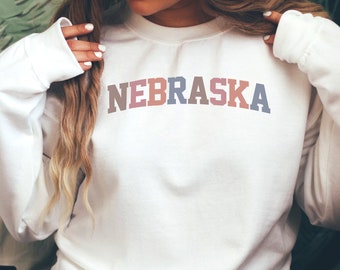 Nebraska Sweatshirt, Nebraska Sweater, Cute Nebraska Shirt, State of Nebraska, Vintage Retro Nebraska Hoodie, Nebraska Gift (spring colors)