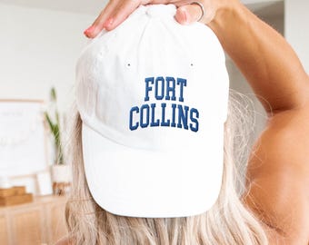 Fort Collins Embroidered Mens Fit Baseball Cap, Travel Souvenir, Unisex Colorado Hat