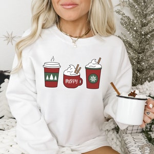 Christmas Coffee Sweatshirt, Holiday Party Sweater, Cute Christmas Hoodie, Christmas Latte, Holiday Cheer, Coffee Lover shirt for Women/men