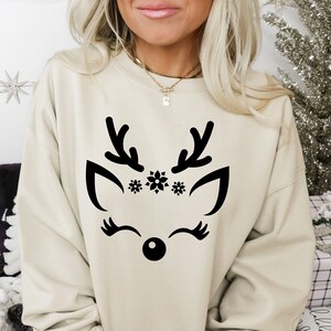 Christmas Sweatshirt, Christmas Apparel, Ugly Christmas Sweater, Cute Reindeer top, Holiday Sweater, Christmas Santa Shirt, For Women & Men