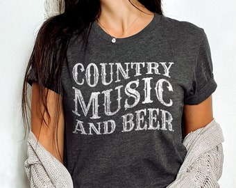 Country Music Shirt, Country Girl Gifts, Country Concert, Country Music & Beer Western Shirt, Rodeo Shirt, Nashville Music,Raised on Country