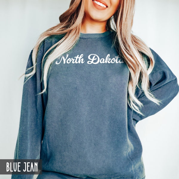 Comfort Colors® North Dakota Sweatshirt, North Dakota Crewneck, State of North Dakota Gift for him or her, Vintage Retro North Dakota Shirt,