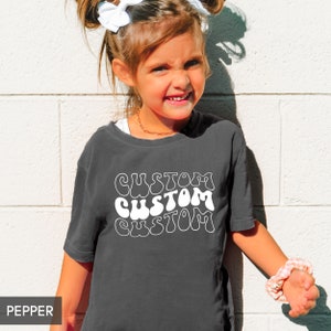 Comfort Colors® Custom YOUTH tshirt, Any of our designs on a Kids Shirt, Personalized Children's tee, Text only Logo Christmas Birthday Gift image 4