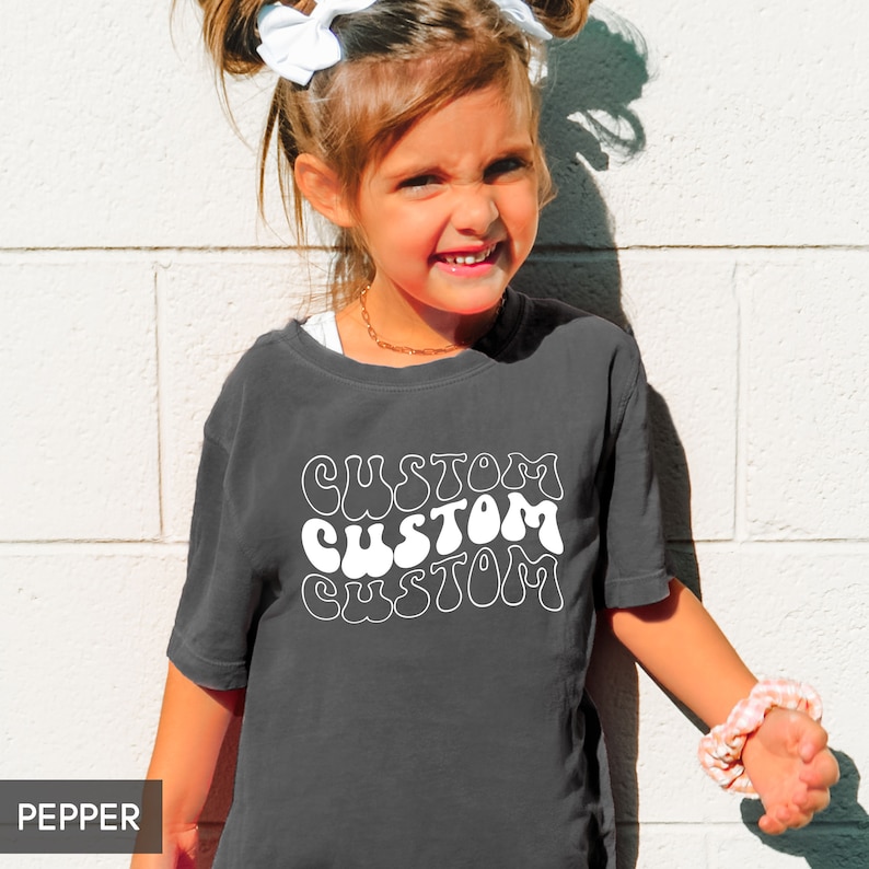 Comfort Colors® Custom YOUTH tshirt, Any of our designs on a Kids Shirt, Personalized Children's tee, Text only Logo Christmas Birthday Gift image 4