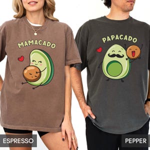 Comfort Colors® Couples Pregnancy Announcement Shirt, Mama Papa Avocado, Cute Mamacado, Mom and Dad Baby reveal tees, Parent shirts