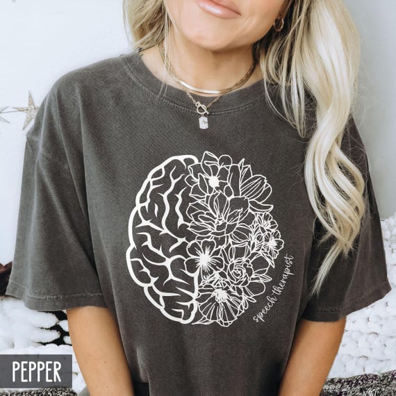 Comfort Colors® Floral Speech Therapist, Language Pathologist Gift, Flower brain Speech Gift, SLP Gift, for her or him, SPEECHIE Shirt