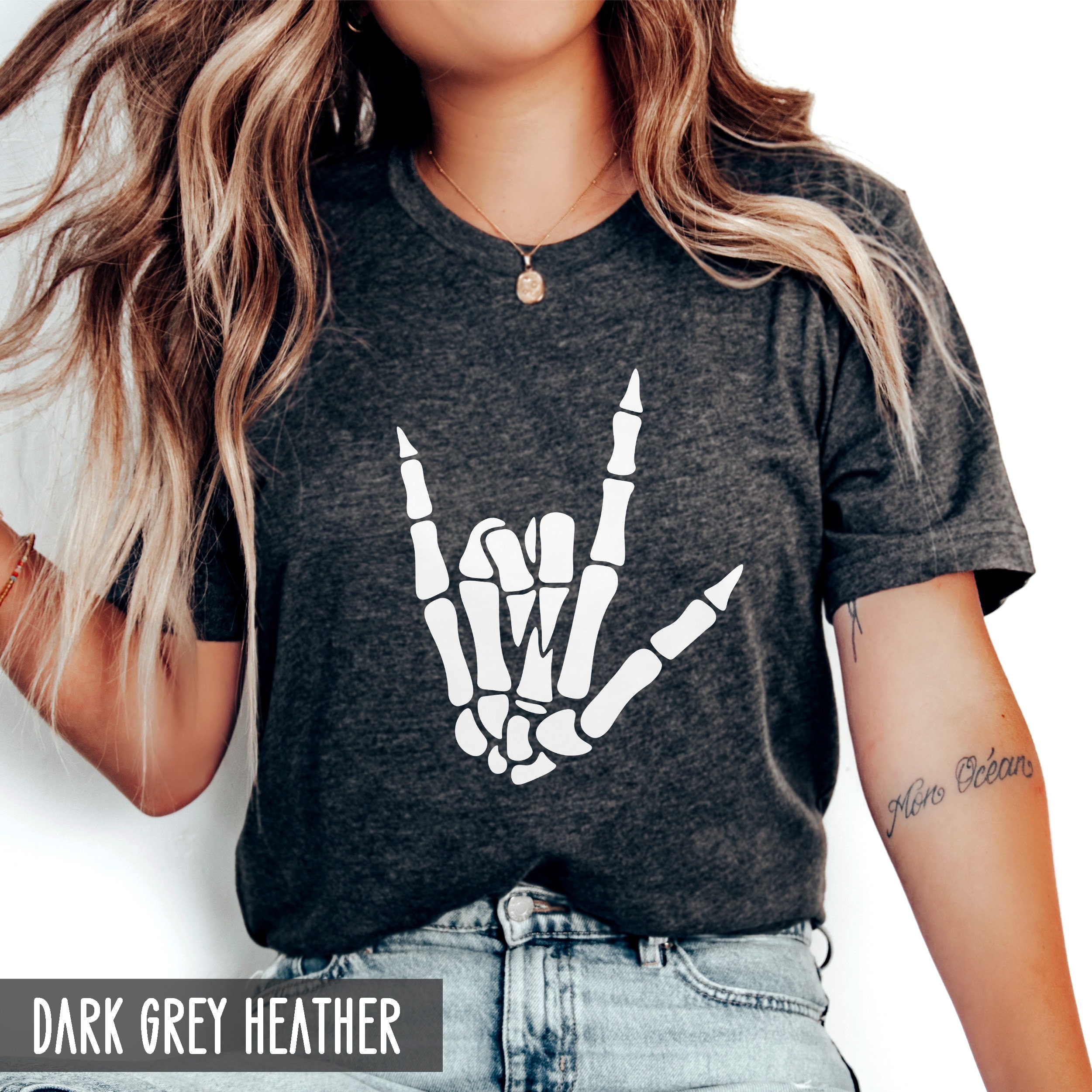 Skeleton Shirt, Halloween Shirt, Skeleton Rock On, Skeleton Hand