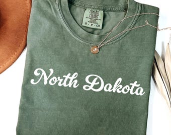 Comfort Colors® North Dakota Shirt, State of North Dakota Shirt, North Dakota gift for him or gift her, ND TShirt, Vintage Retro Dakota Tee