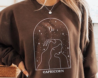 Capricorn Zodiac Sweatshirt, Boho December January Birthday Gift