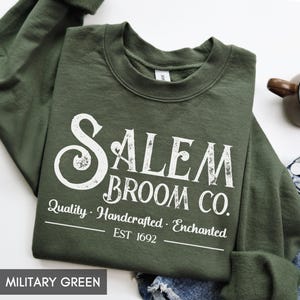 Salem Broom Company Sweatshirt, Cute Orange Halloween Crewneck, Witch Shirt, Fall Vintage Inspired Hoodie for her or him, Salem Sweatshirt