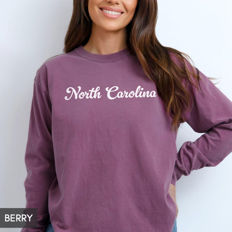 Comfort Colors® North Carolina LONG sleeve shirt, State of North Carolina gift for him or gift her, Cute Tshirt, Groovy Retro Travel tee image 4