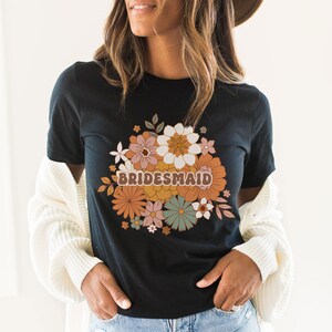Boho Floral Bridesmaid Shirt, Bridal Party t-shirts, Wedding Party Matching shirts, Bridesmaid Gift, Gift for Bridesmaids from bride (unisex image 6