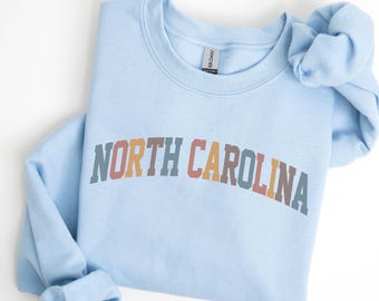 North Carolina Sweatshirt, NC Crewneck, State of North Carolina Gift for him or her, Retro Hoodie, Family Vacation Travel Outfit (Summer)