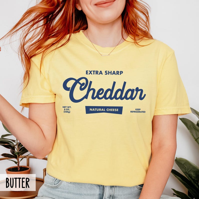 Comfort Colors® Cheese shirt, Extra Sharp Cheddar Funny Baking or Cooking Gift for Foodie shirt, Butter Shirt, Cheese Lover for her or him zdjęcie 2