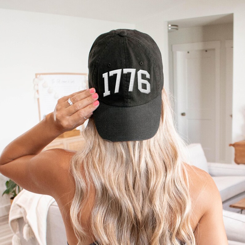 1776 USA Embroidered Hat, July 4 Baseball Cap, Mens fit Independence Day Patriotic outfit for him or her, United States of America Hat image 6