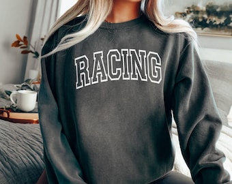 Comfort Colors® RACING Sweatshirt, Race Day Crewneck,  Start Your Engines, Race Day Vibes, Racing Season, Dirt Track Motor Racing Sweater