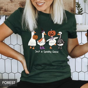 Just a Spooky Goose, Cute Halloween shirt, Silly goose, Fall pumpkins, Trick or treat outfit for her or him, witchy goose, Autumn tee image 7