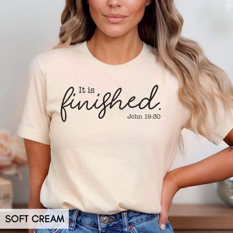 It is Finished, Christian Bible Verse Easter Sunday Shirt, Easter outfit for Women and Men, Easter Gift, Church Staff Choir tee for her/him image 3