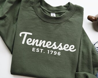 Tennessee Sweatshirt, TN Crewneck, Est 1796 State Gift for him or her, Vintage Retro Tennessee Hoodie, Family Vacation Travel Outfit