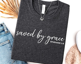 Saved by Grace Christian Easter Shirt, Religious Bible Verse Shirt, Easter Sunday outfit for Men Women, Church Staff Choir Resurrection tee