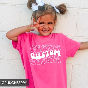 Comfort Colors® Custom YOUTH tshirt, Any of our designs on a Kids Shirt, Personalized Children's tee, Text only Logo Christmas Birthday Gift image 1