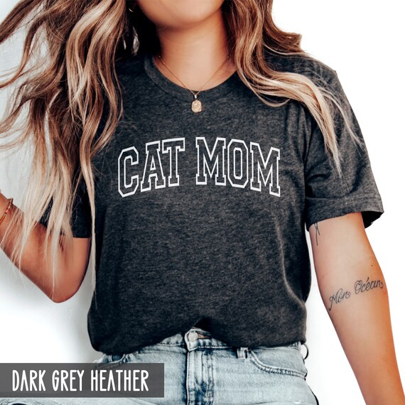 Cat Mom Shirt, Varsity style Cat Mama tshirt, Cat Lover gift, Mom of Cats, Trendy Cat Mom Gift for Cat Lover, Better with Cats, Fur Mama