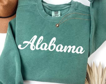Comfort Colors® Alabama Sweatshirt, Alabama Crewneck, State of Alabama Gift for him or her, Vintage Retro Alabama Shirt, Alabama Sweater
