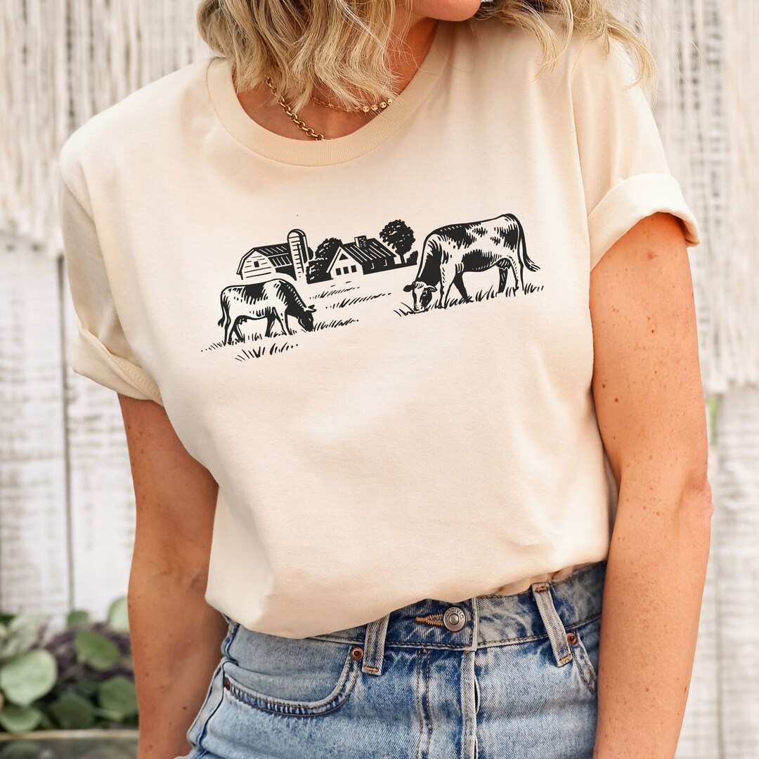 Octavia | Women's Cute Farmland Art Print Shirt