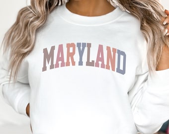 Maryland Sweatshirt, MD Crewneck, State of Maryland Gift for him or her, Vintage Retro Maryland Hoodie, Family Vacation Travel Outfit-Spring