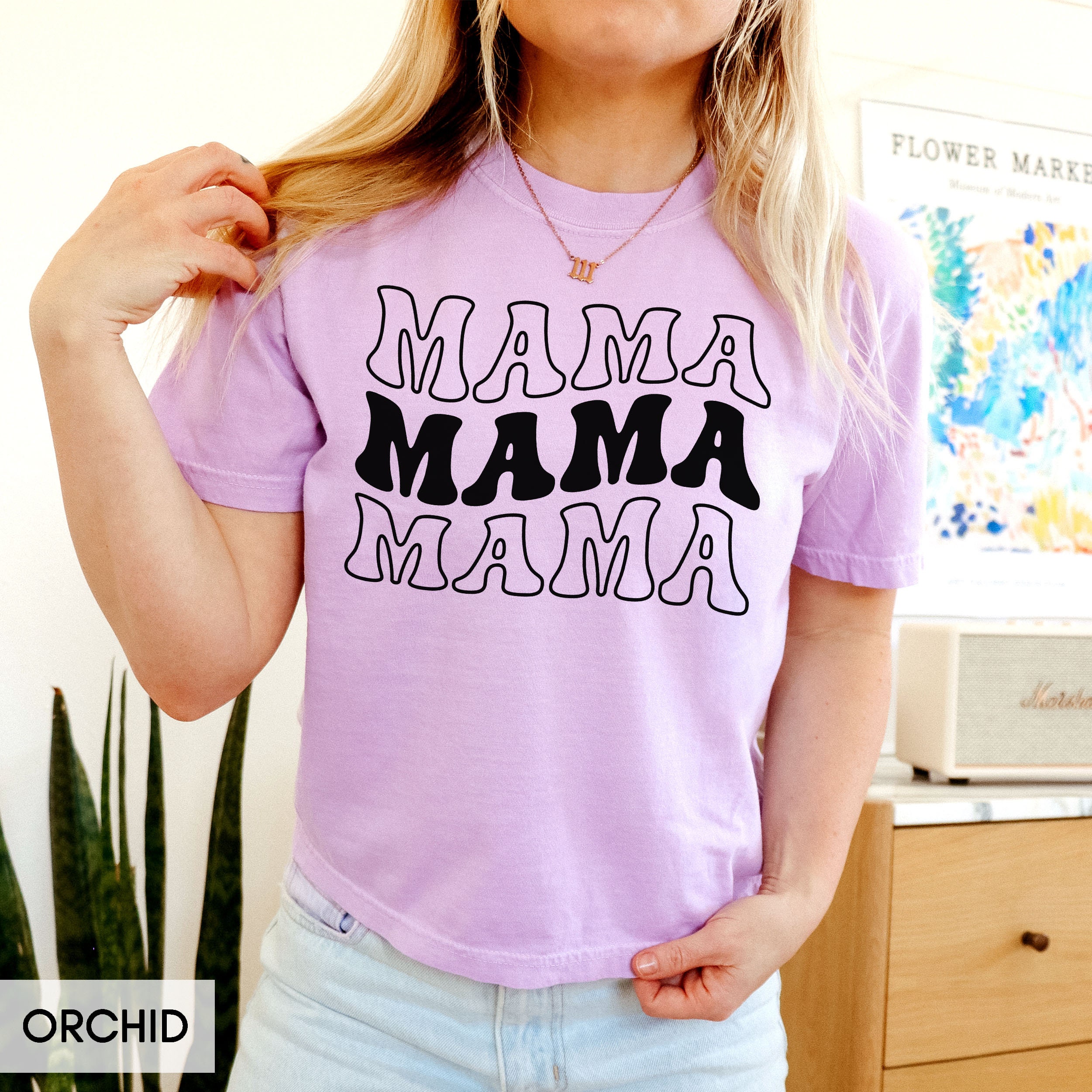 Comfort Colors® Mama Shirt, Trendy Groovy Cropped Boxy Oversized