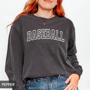 Comfort Colors® Long Sleeve Baseball shirt, Retro Vintage aesthetic Baseball Mom or Dad (unisex), Game Day, Base Ball Collegiate style team image 2