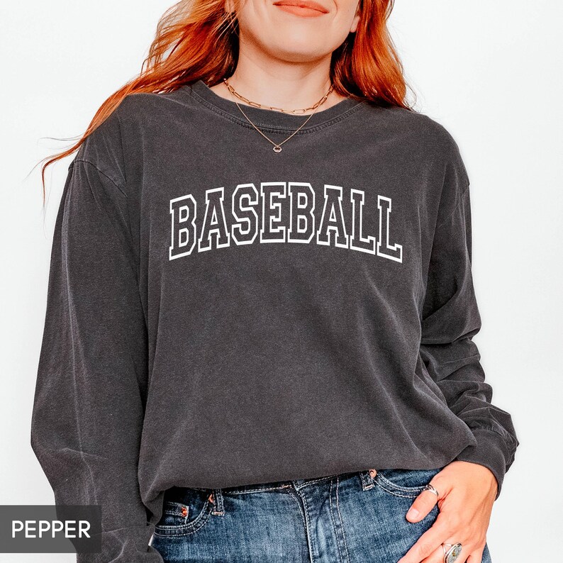 Comfort Colors® Long Sleeve Baseball shirt, Retro Vintage aesthetic Baseball Mom or Dad (unisex), Game Day, Base Ball Collegiate style team image 2
