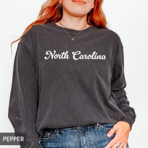 Comfort Colors® North Carolina LONG sleeve shirt, State of North Carolina gift for him or gift her, Cute Tshirt, Groovy Retro Travel tee image 2