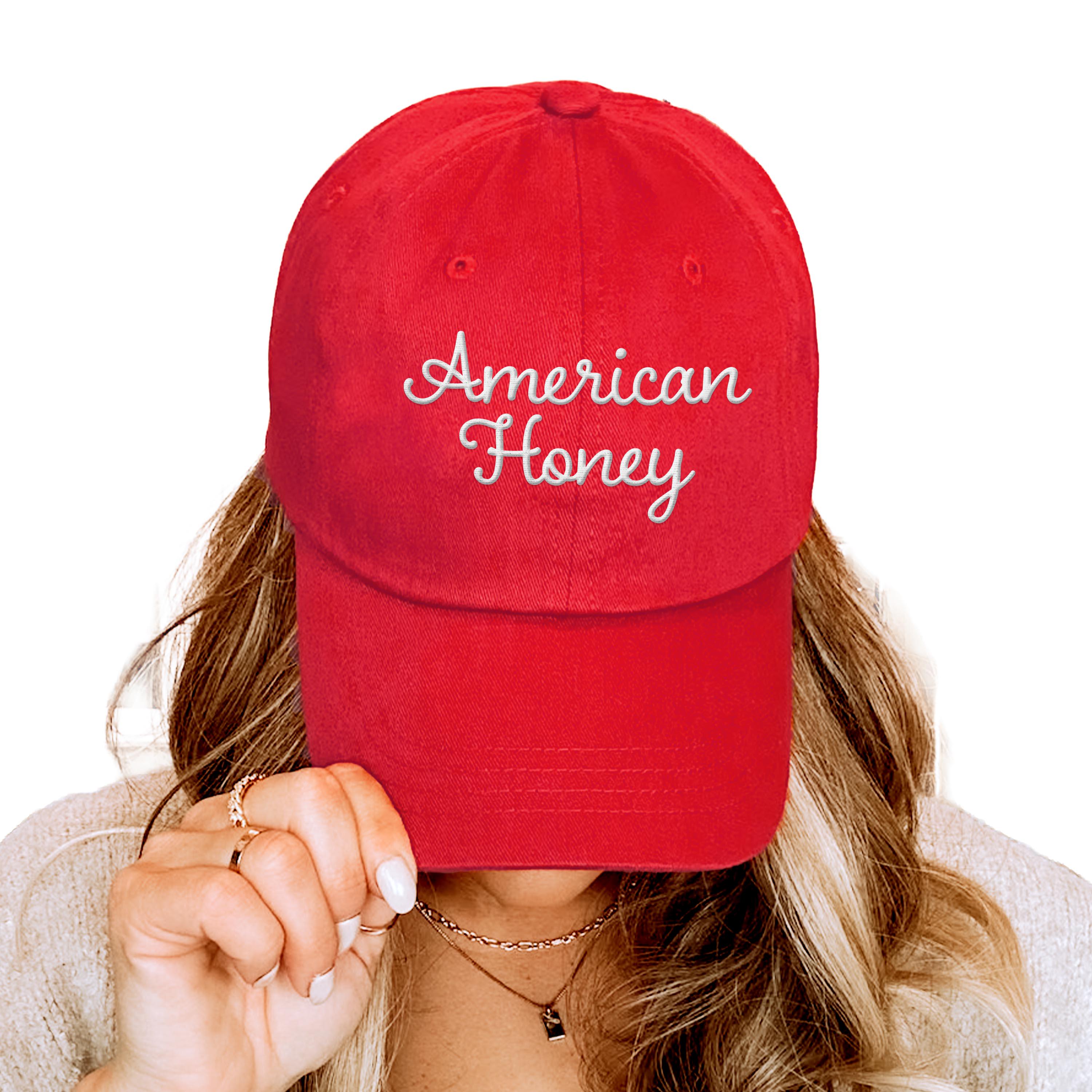 American Honey Embroidered Hat | Patriotic Stars & Stripes Patchwork Brim Hat American Honey 3D Puff Embroidered Hat – denverco main image 2