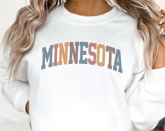 Minnesota Sweatshirt, MN Crewneck, State of Minnesota Gift for him or her, Retro Minnesota Hoodie, Family Vacation Travel Outfit (Summer)