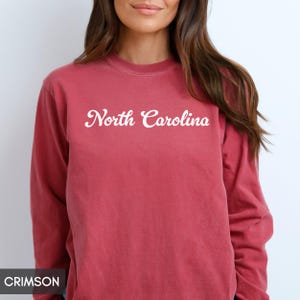 Comfort Colors® North Carolina LONG sleeve shirt, State of North Carolina gift for him or gift her, Cute Tshirt, Groovy Retro Travel tee image 7